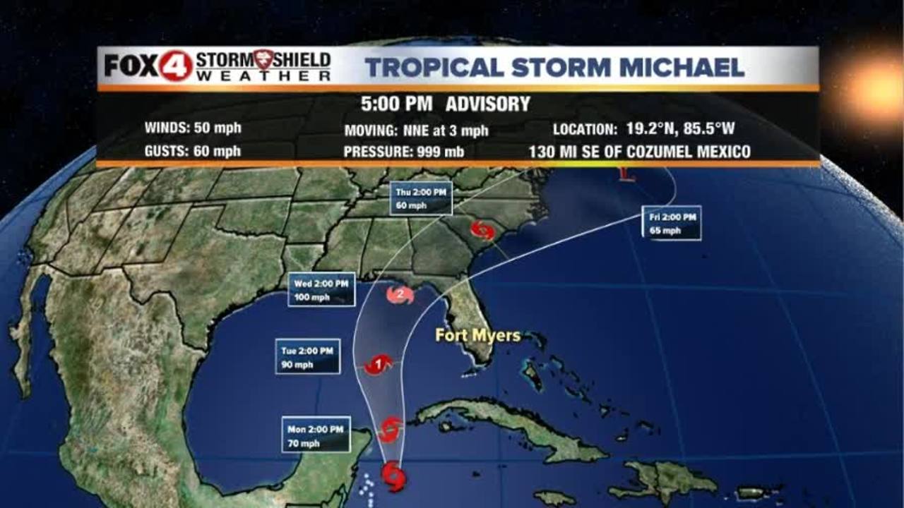 Tropical Storm Michael Sunday Evening Update 10-7-18