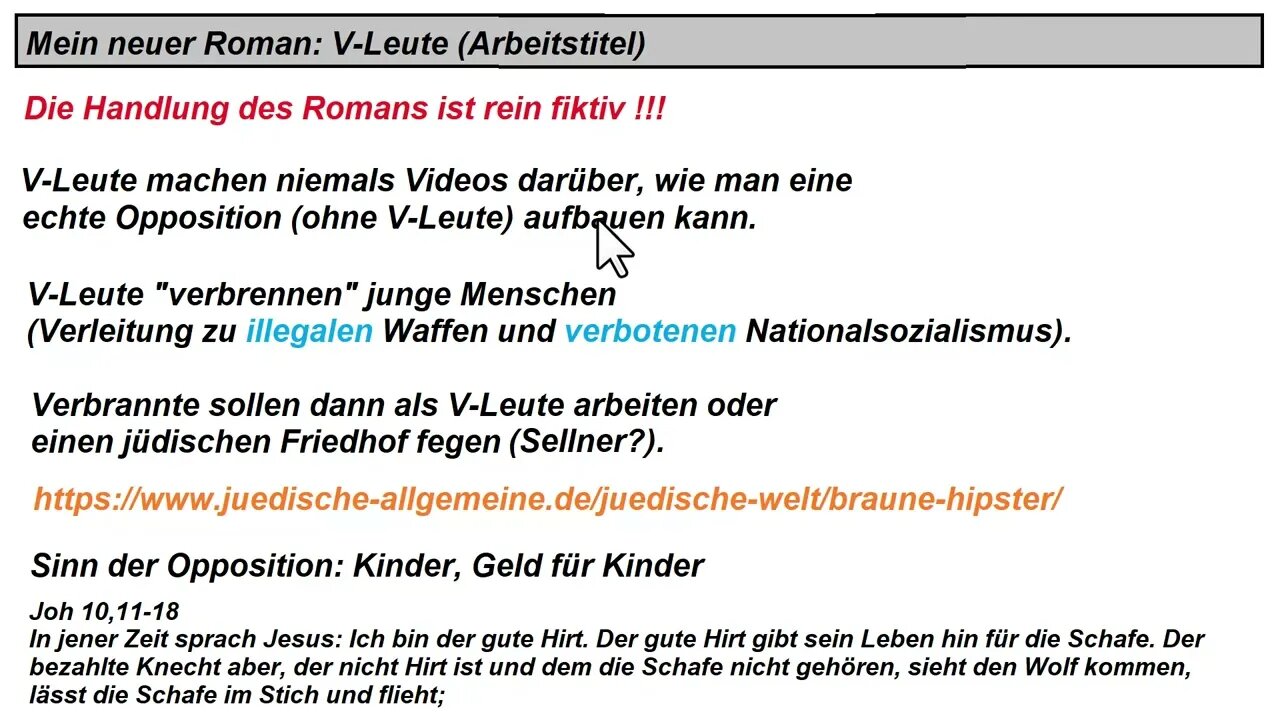 Mein neuer Roman: Opposition ohne V-Männer (Arbeitstitel)