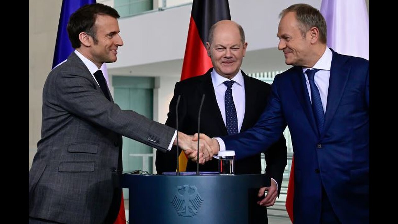 Macron, Scholz und Tusk, während das Trio versucht