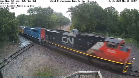 CN Leading SB to WB Manifest with CN 8952 GT Unit in Manly, Iowa Falls & Carroll, IA on 6-14 & 15-23