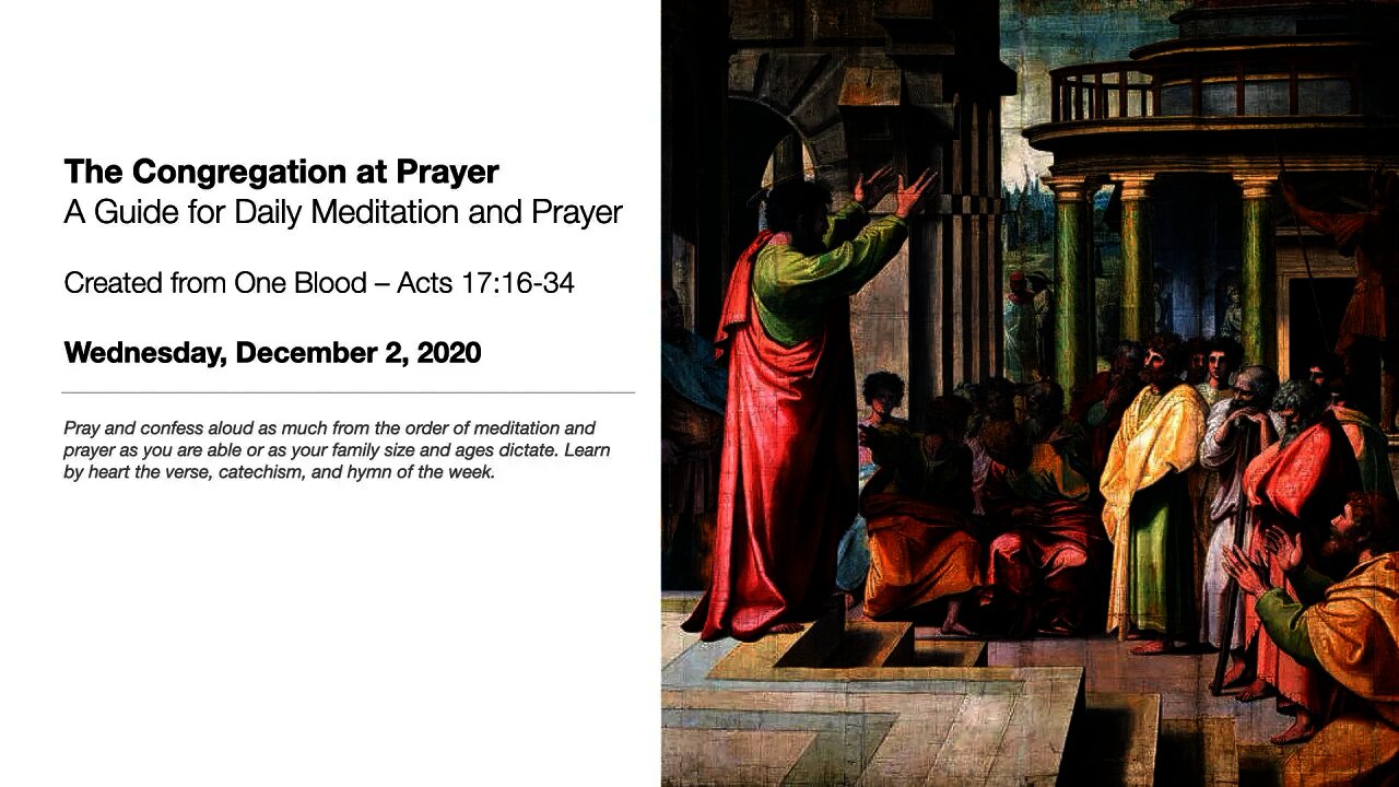 Created from One Blood – The Congregation at Prayer for December 2, 2020