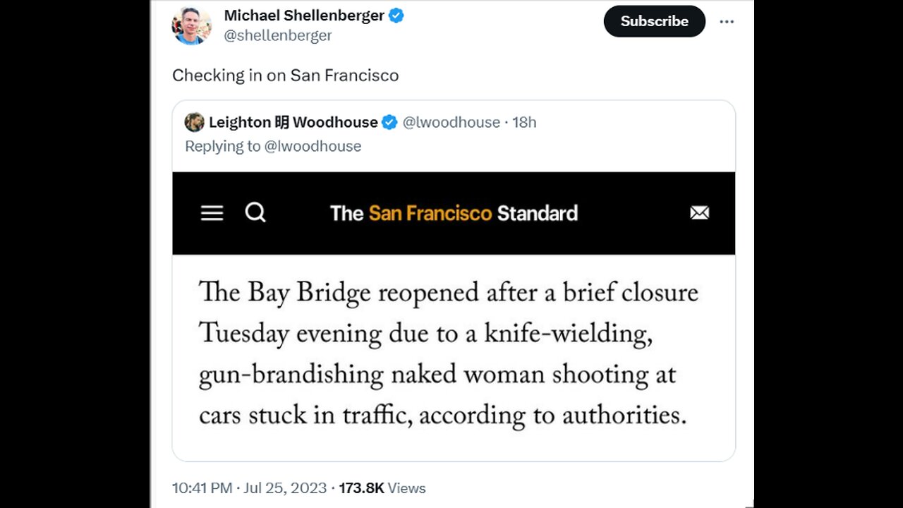 Michael Shellenberger - Here’s she is shooting at people in the middle of the freeway, SF