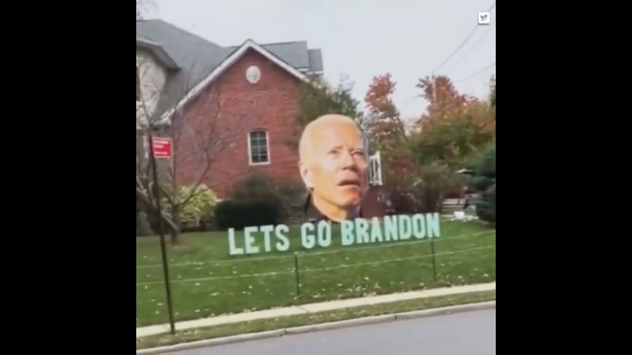 Man displays huge ‘Let’s go Brandon’ lawn ornament in front yard.