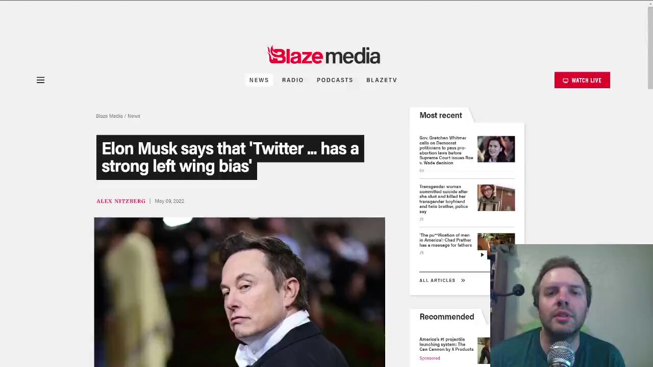 Elon Musk says that 'Twitter ... has a strong left wing bias'