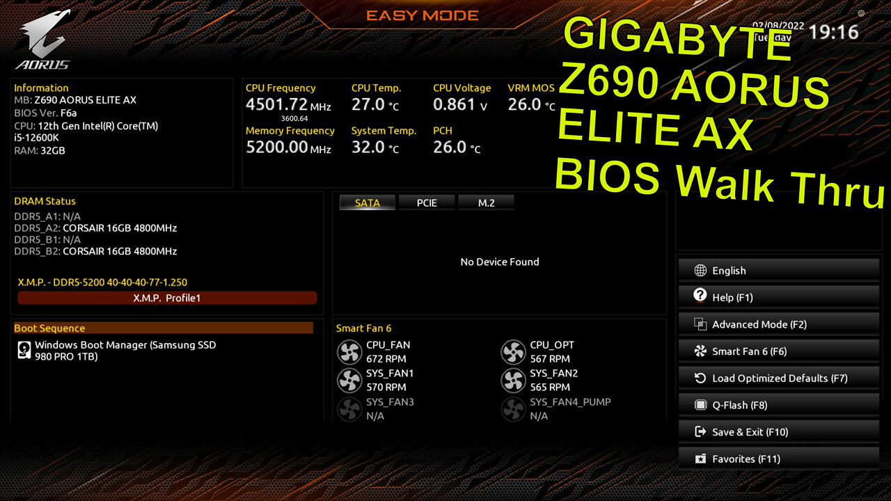 GIGABYTE Z690 AORUS ELITE AX BIOS Walk Thru