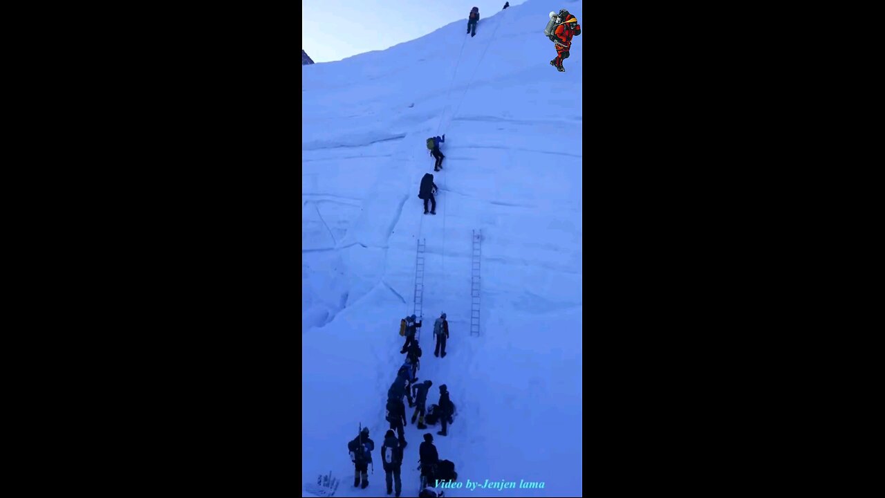 Big ice wall Khumbhu icefall Mount Everest