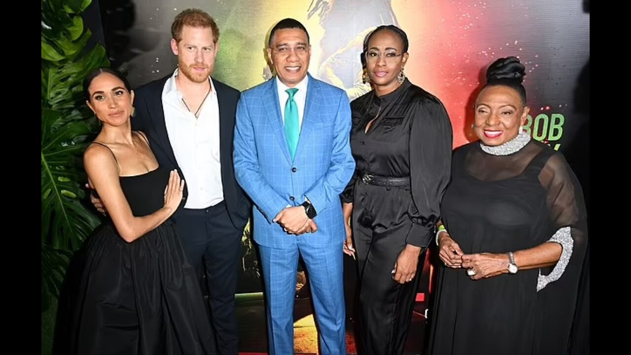 Meghan and Harry pose next to anti-royal Jamaican prime minister