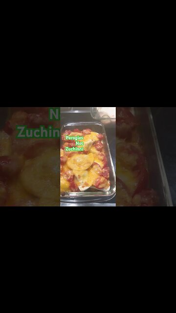 Perogies cheese, tomato casserole