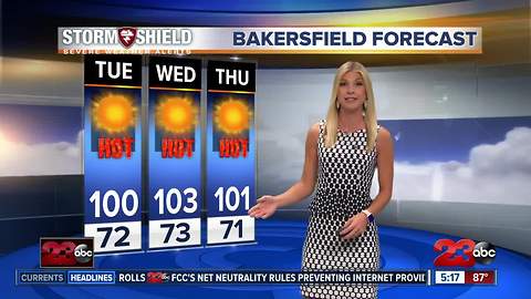 Triple digit heat returns on Tuesday