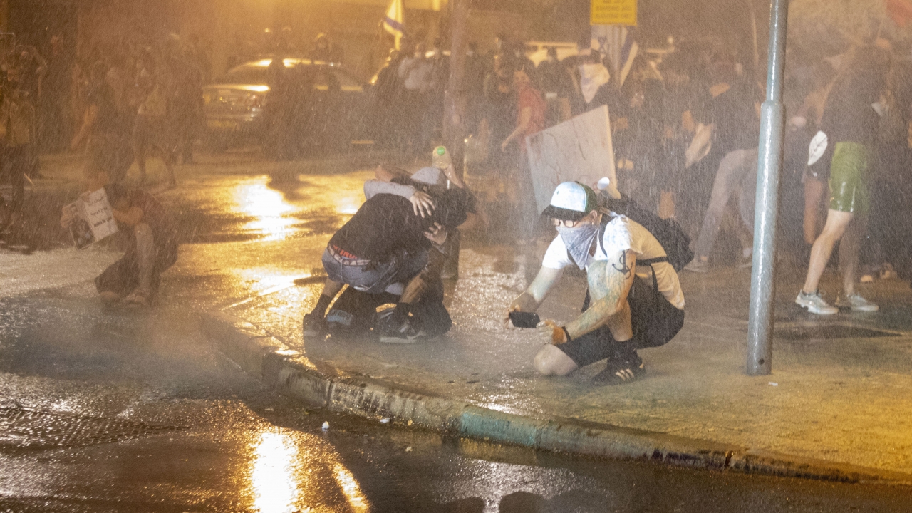 Protesters In Israel Are Met With Water Cannons