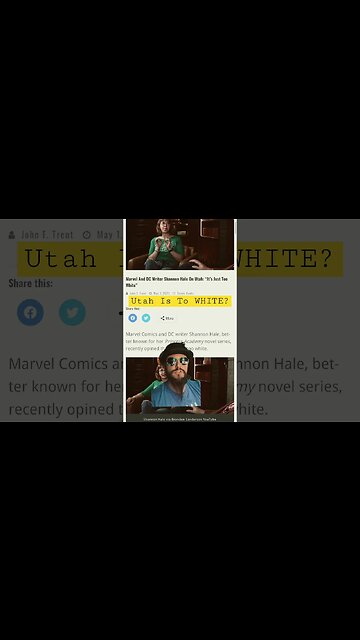 Marvel And DC Writer Says Utah Is To WHITE! #shorts