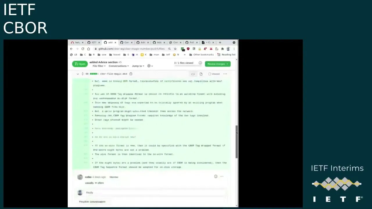 IETF CBOR 20210630 1400