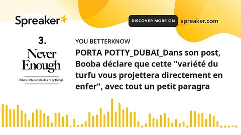 PORTA POTTY_DUBAI_Dans son post, Booba déclare que cette "variété du turfu vous projettera directeme