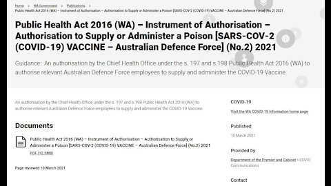 instrument of authorisation authorisation supply or administer poison sars cov 2 covid 19 vaccine