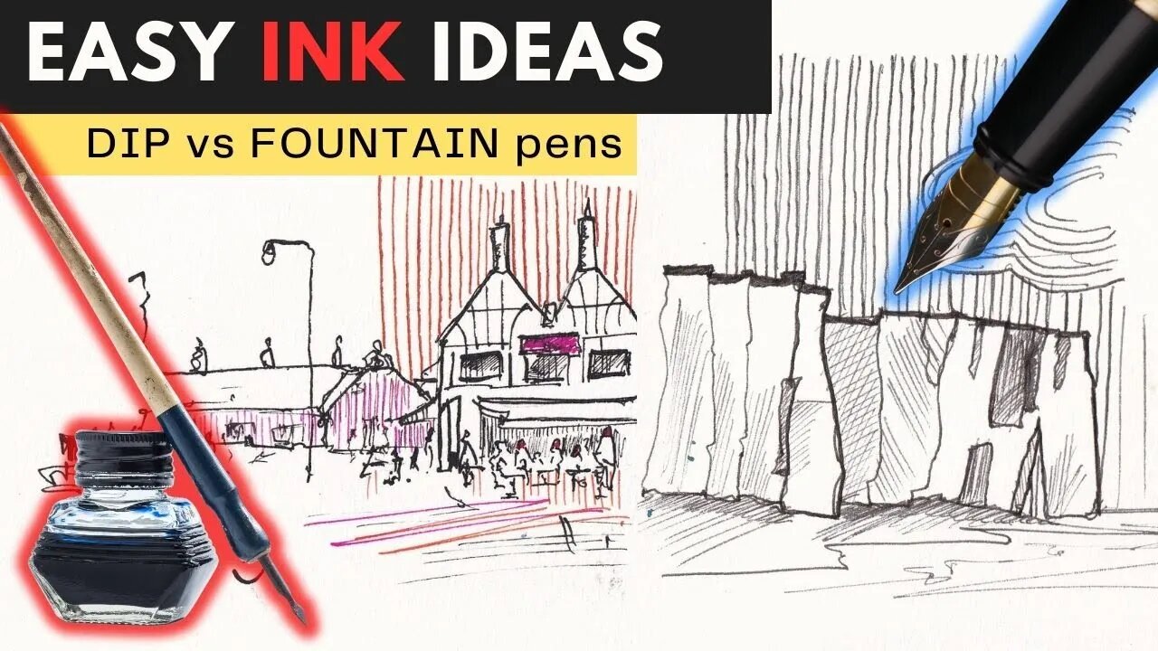 Two Simple Ink Sketching Projects - Comparing Fountain Pens and Dip Pens