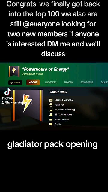 Congrats we finally got back into the top 100 we also are still @everyone looking for two new member