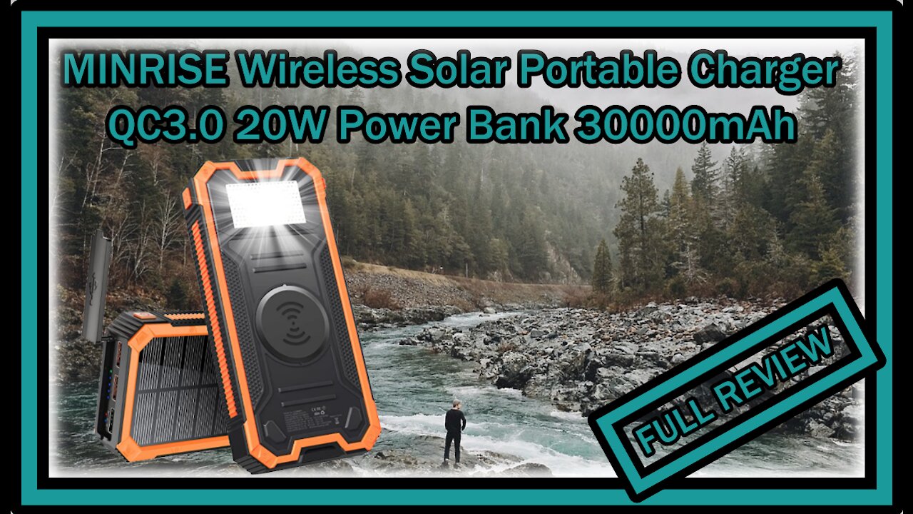 MINRISE Portable Wireless Solar Charger YD-888KW, QC3.0 20W Power Bank 30000mAh FULL REVIEW