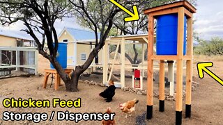 Building a DIY Chicken Coop Part 6 - Feed Storage Dispenser PLUS Automatic Chicken Door Giveaway