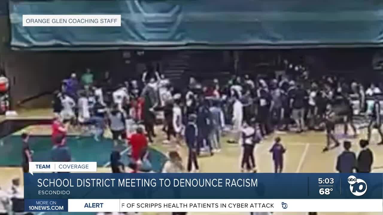 Escondido school officials meet to denounce racism after basketball game