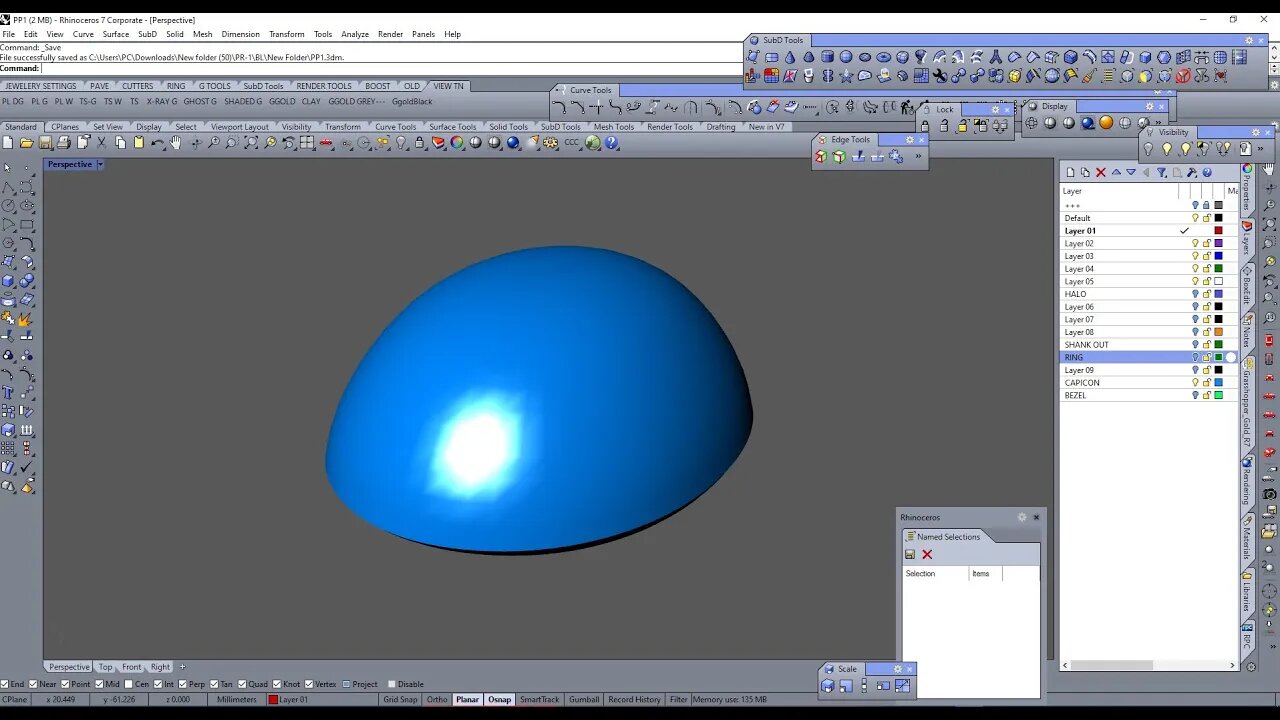 How To Model In 3D Jewelry Custom Cabochon Oval Gemstone In Rhino 3D Version 7 CAD Tutorial