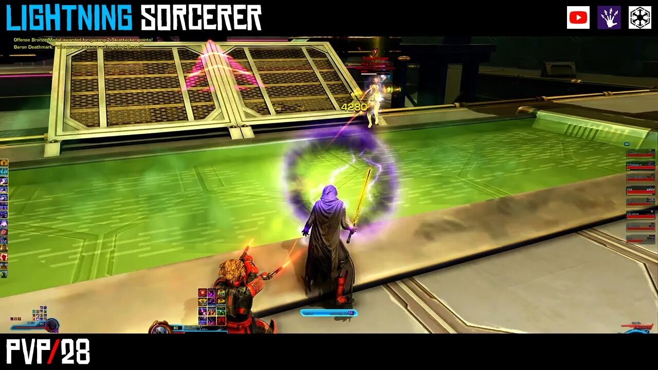 SWTOR PvP Lightning Sorcerer [DPS / Burst] Full Match on Sky Shredder