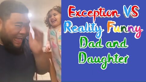 Cute baby girl and dad funny moment