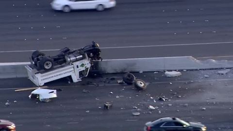 Rollover causing backup on US-95 near Spaghetti Bowl