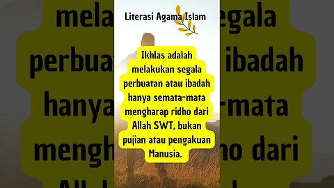ini yang disebut IKHLAS