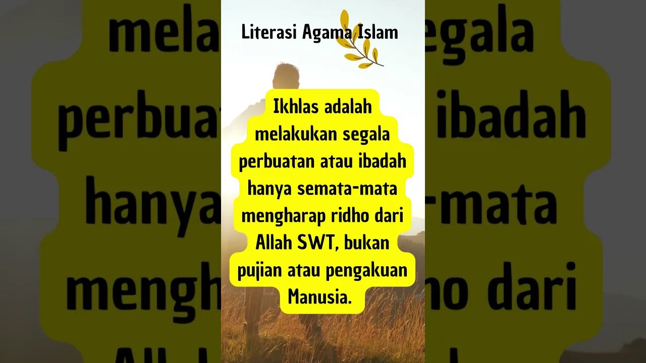 ini yang disebut IKHLAS