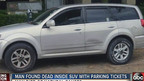 Man found dead inside SUV with parking tickets piled on windshield