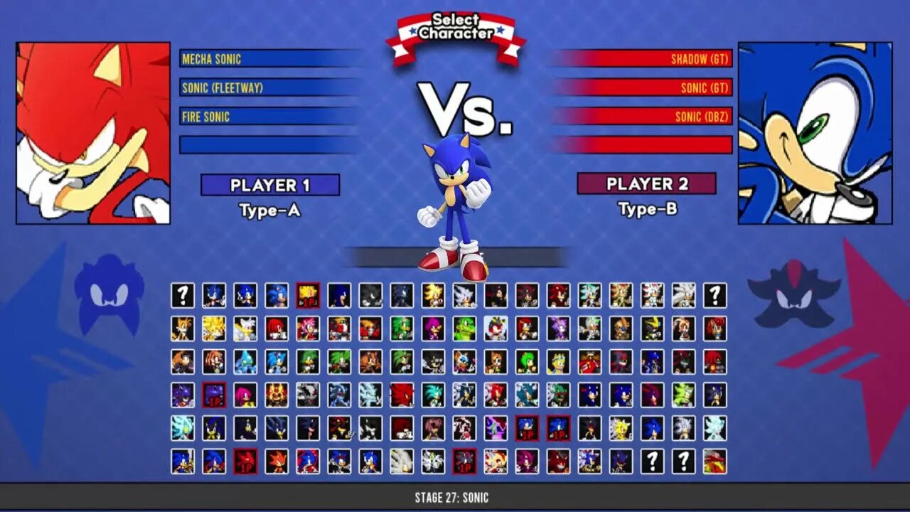 Mecha Sonic & Fleetway Sonic & Fire Sonic VS Shadow GT & Sonic GT & Sonic DBZ ISonic Mugen BattleHD