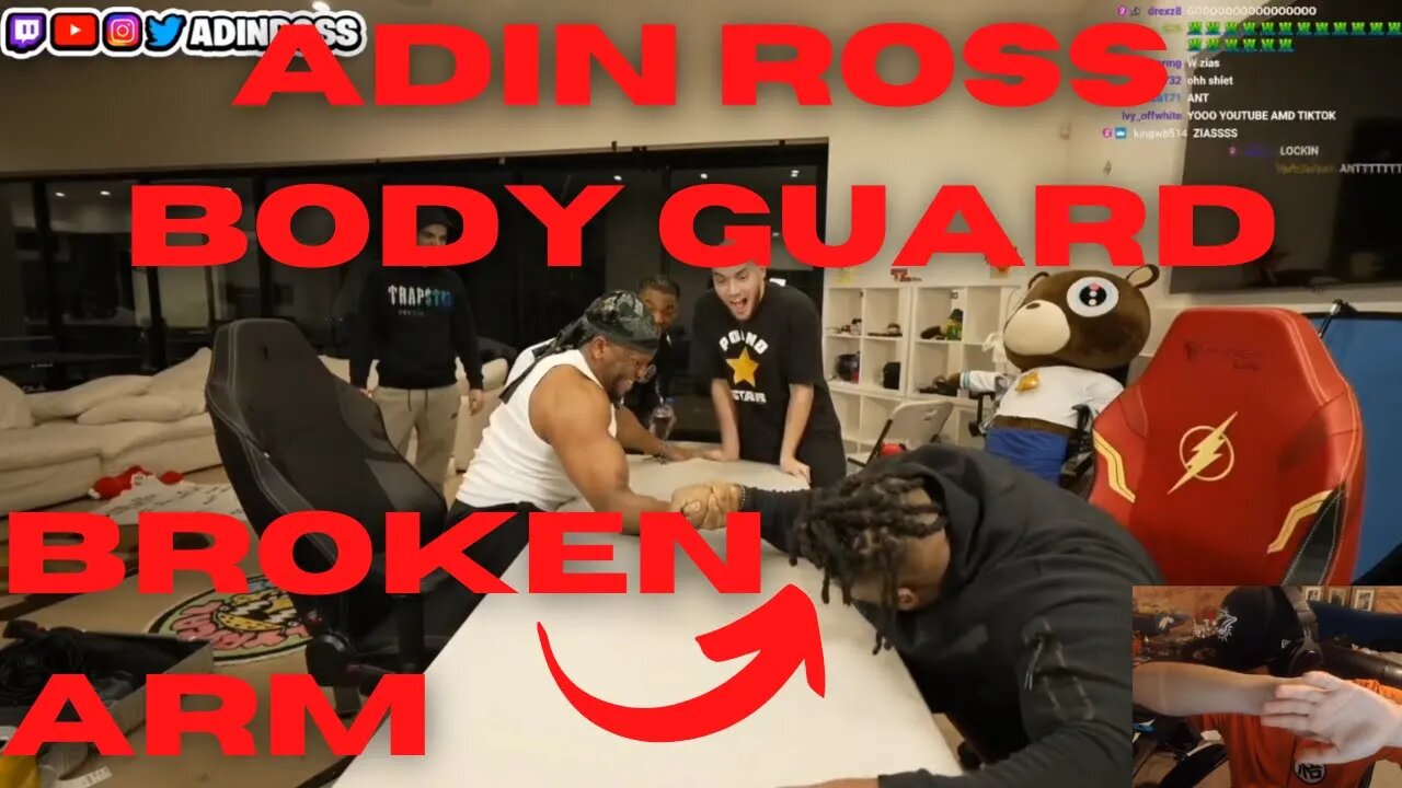 ADIN ROSS BODY GUARD BREAKS HIS ARM