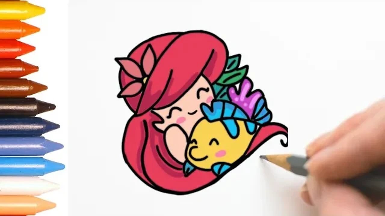 COMO DESENHAR PEQUENA SEREIA KAWAII - FÁCIL