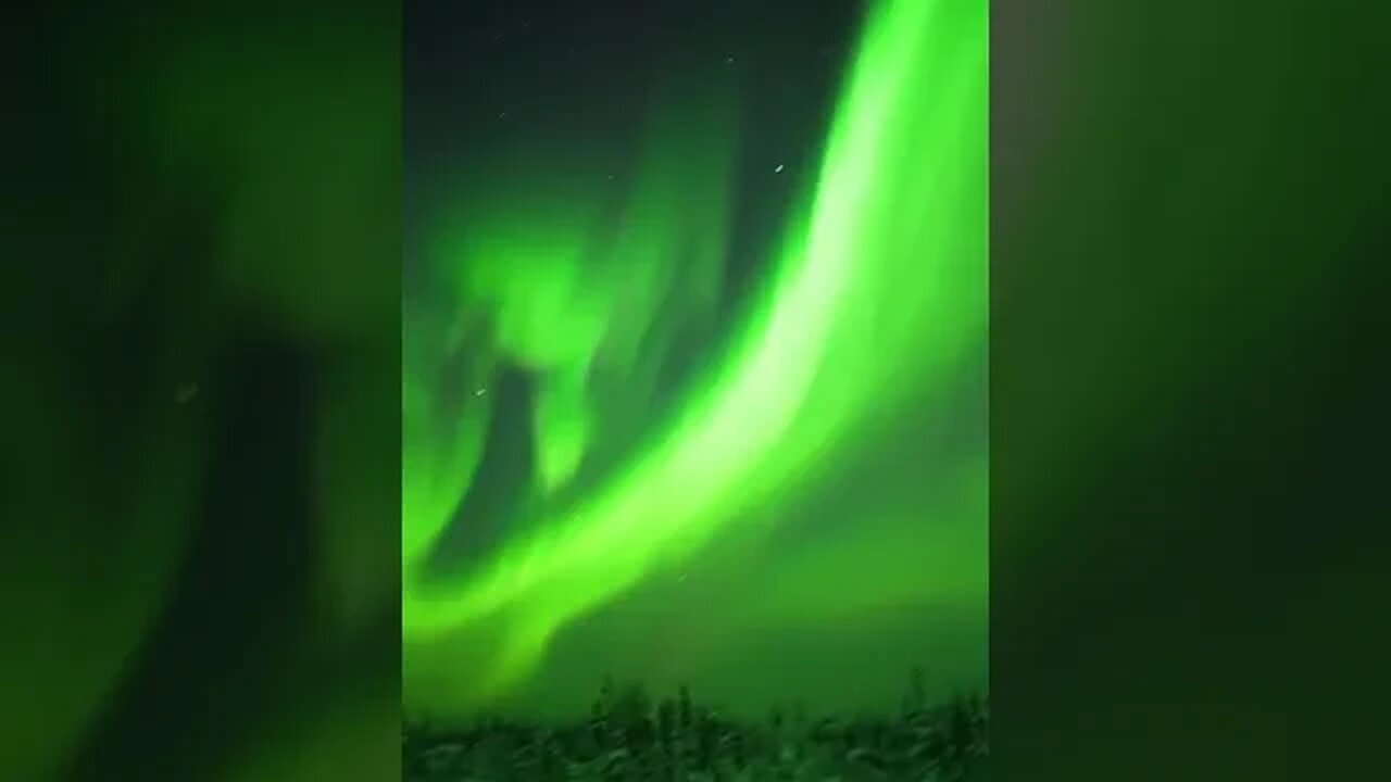 The bright Northern Lights turning the whole earth green