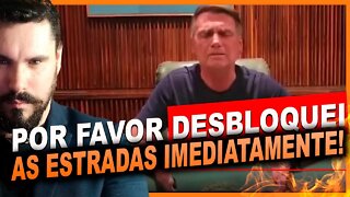 Bolsonaro pede fim de bloqueio de estradas