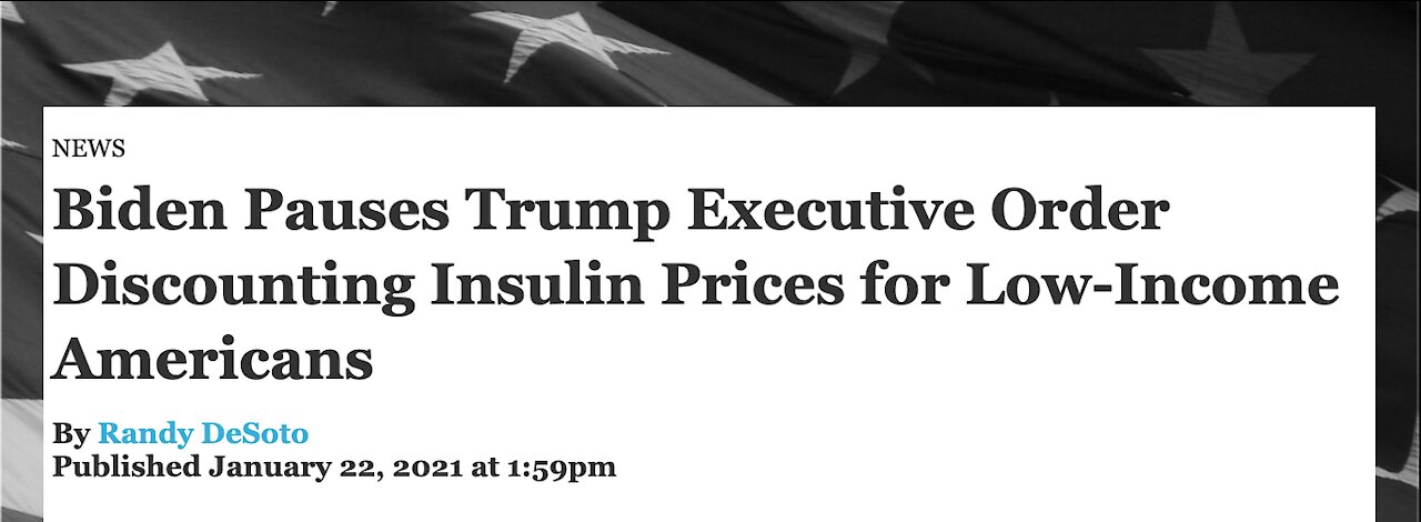 If you were looking forward to your insulin prices going down, well Biden put a stop to that.