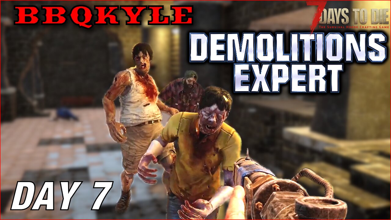 Clearing out an underground church. (7 Days to Die - Demolitions Expert: Day 7)