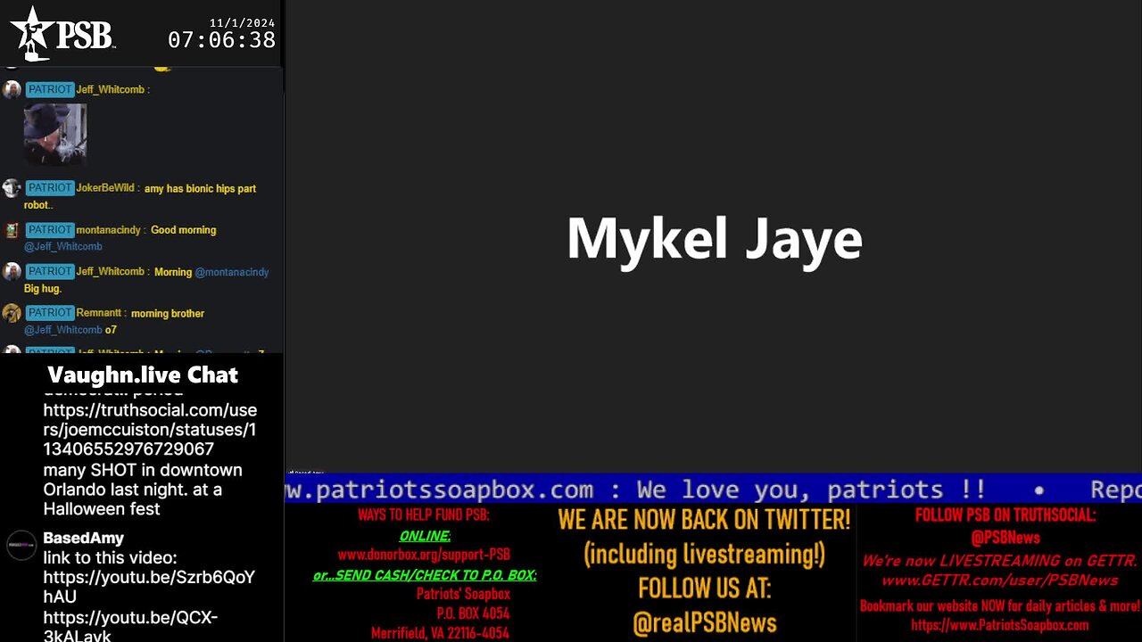 2024-11-01 07:00 EDT - Patriots Soapbox AM: with MykelJaye