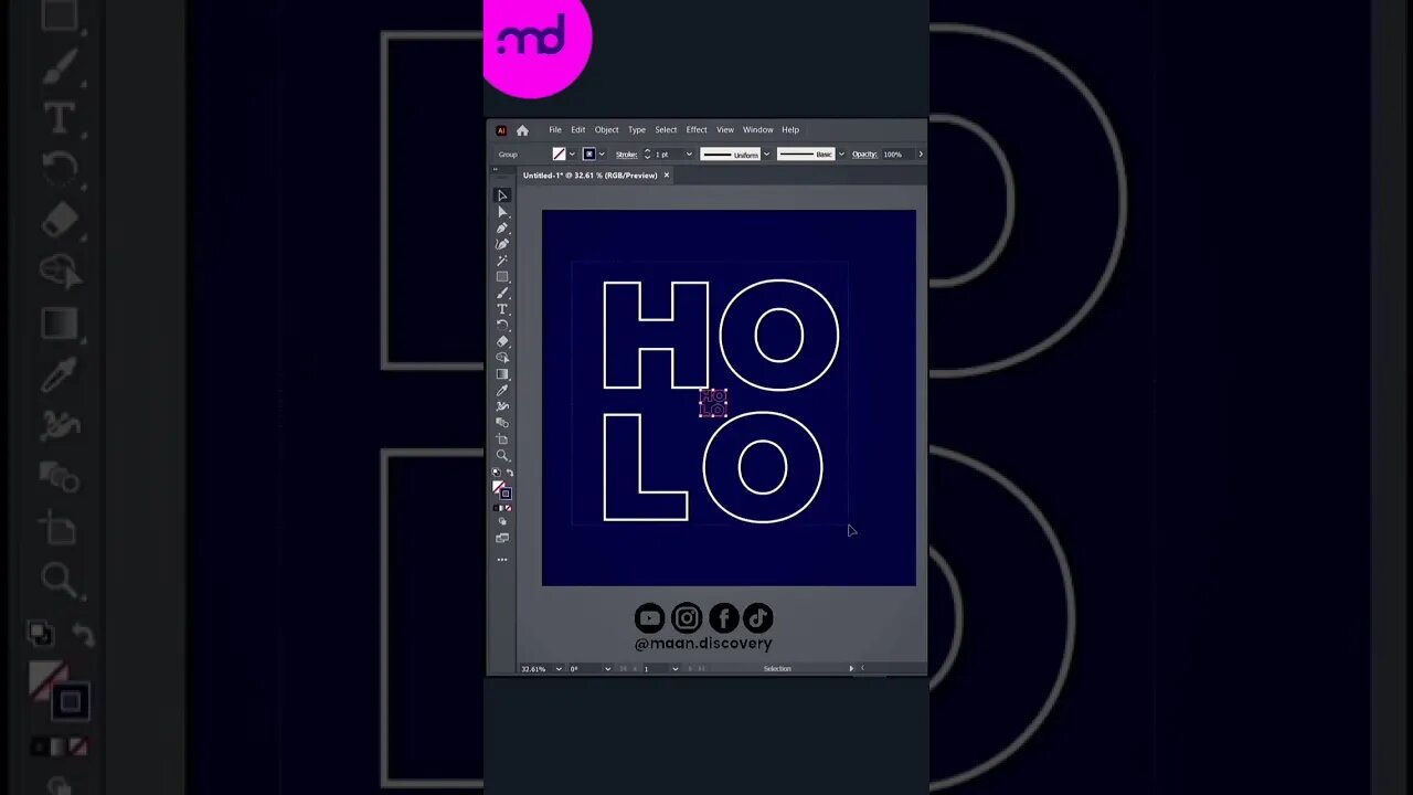 Stroke Text Effect in Illustrator #adobeillustrator #viral