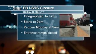 Lane closed on EB I-696 near Telegraph due to potholes