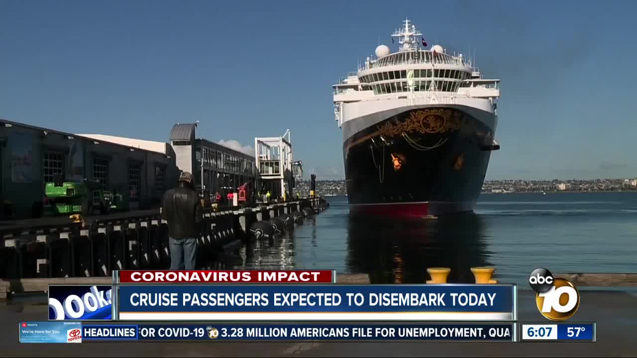 Passengers expected to disembark Monday from cruise ship docked in San Diego