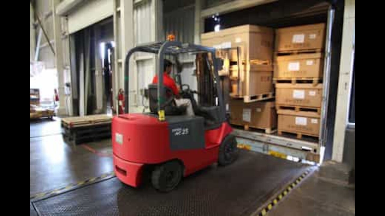 Never offload a forklift with a forklift!