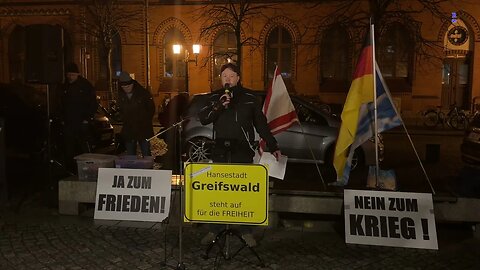 Greifswald - Marko mit seinem Redebeitrag 20-03-2023