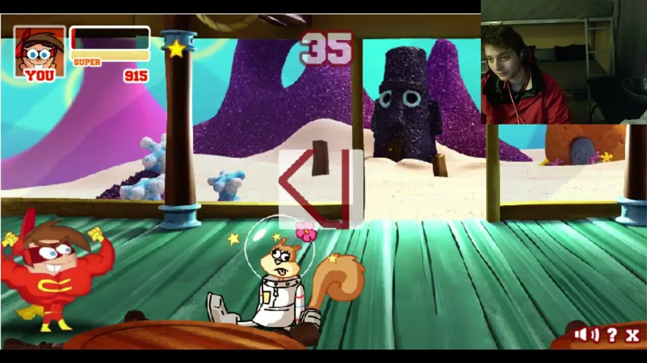 Sandy Cheeks The Squirrel VS Timmy As Cleft In A Nickelodeon Super Brawl 2 Battle With Commentary