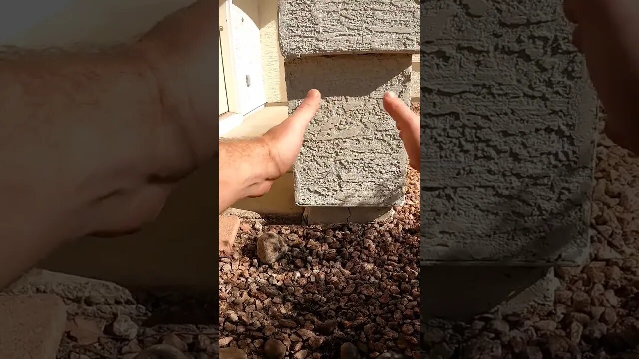 Pad supporting stucco column was damaged but painted over