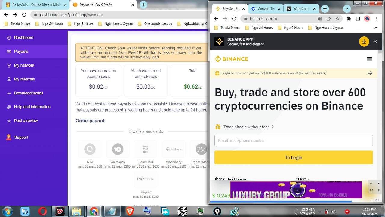 How To Make Money By Mining Free Cash Online At Peer2Profit And Instant Withdraw At BINANCE