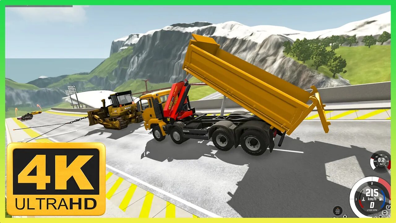 Dump Trucks Man TGS vs Chain + Dump Trucks Man TGS vs Ramp #197 | BeamNG.Drive |TrucksFails