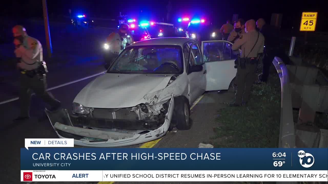 High-speed pursuit ends in crash in University City