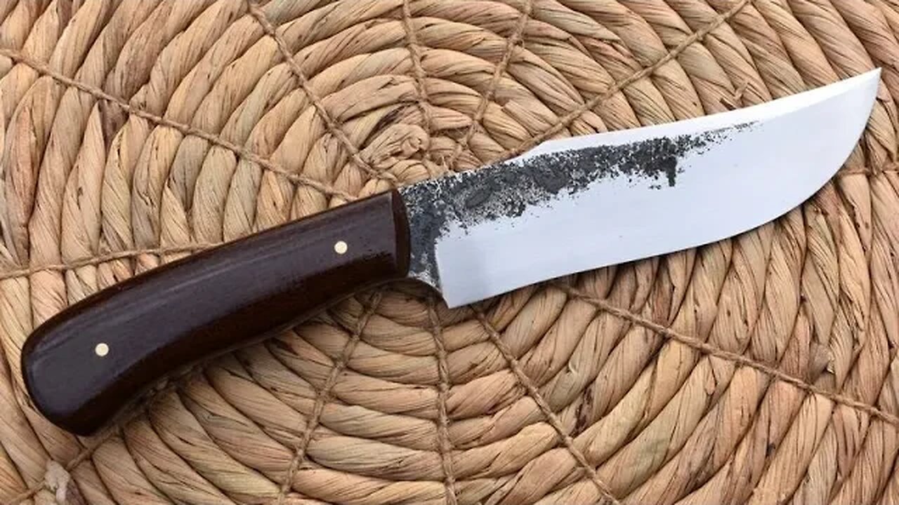 Forging a harpoon point Bowie knife