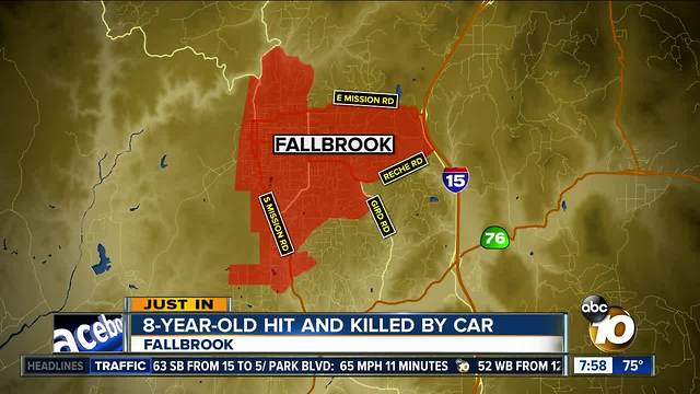 8-year-old hit and killed by on-coming car in Fallbrook